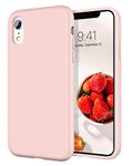 DOMAVER iPhone XR Case Liquid Silicone Slim Lightweight Smooth Soft Gel Rubber Microfiber Lining Cushion Texture Cover Protective Shockproof Phone Cases for iPhone XR - Pink