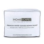 HOMESCAPES King Size 4.5 Tog Duvet, Premium White Goose Down Duvet, 100% Cotton Anti Dust Mite & Down Proof Fabric, Anti Allergen, Washable at Home Summer Quilt