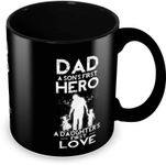 Alexus Dad A Son's First Hero A Daughter's First Love Ceramic Coffee Mug Slogan Quote Printed Ceramic Coffee & Tea Mug, Cup Best Gifts For Wedding/Anniversary/Couple/Marriage/Birthday/Return Gift -(350 ML) - Black