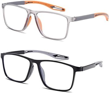 JOON-joon Reading Glasses Men 2 Pairs Sports Style Comfortable and Flexible Blue Light Blocking Readers for Men+2.25