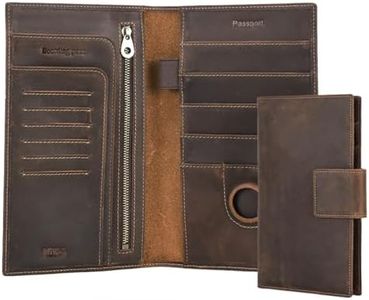 Contacts Full Grain Leather Family Passport Holder for 4 Airtag Passport Wallet RFID Blocking Travel Passport Cover with 4 Passport Slot, 6 Card Slot (Brown), Coffee, Minimalism