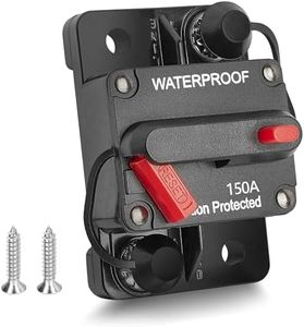 RED WOLF 150A Amp Marine Circuit Breaker Fuse Holder with Manual Reset Waterproof 12V- 48V DC for Boat Trolling Motor Marine ATV Trailer Vehicles Stereo Audio Electronic Battery Solar System 150 AMP