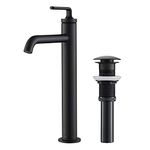 KRAUS Novis Single Handle Vessel Sink Bathroom Faucet with Pop-Up Drain in Matte Black, KVF-1220MB