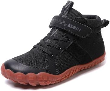 KUBUA Kids High Top Barefoot Shoes Boys Girls Minimalist Sneakers Lightweight Comfort Zero Drop Shoes Pure Black 7 Big Kid