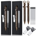 Teling 8 Pcs Bolt Action Pen Kit for Men Include 2 Six Edge Solid Brass Pen Christmas 4 Replaceable Black Refills 2 Metal Pocket Clip with 2 Gift Package Gift for Xmas Thankgiving(Black)