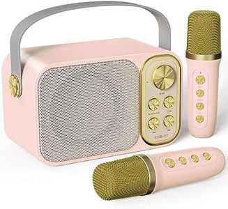 Mini Karaoke Machine for Kids with 2 Wireless Microphone, Portable Bluetooth Speaker, Kids Karaoke Machine to Sing Anywhere, for Girls, Ideal for Party, Birthday, Family Meeting