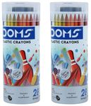 Doms 28 Shades Erasable Plastic Crayons Round Tin Box | Smooth & Even Shading | Bright & Playful Colors | Free Sharpner Inside | Non-Toxic & Safe For Childrens | Pack Of 2, Multicolor