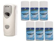 Wall Mounted Automatic Air Freshener Dispenser and 6 Refills auto Fresh Spray cans