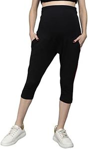 Sillyboom Women's Comfort Fit Maternity Yoga Pants Capris for Women Pregnancy Pants Over-Belly Design and Elastic Waistband for All Moms to Be (Black, XL)