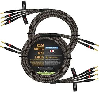3 Meter - Canare 4S11 - Braid (Beige + Black) – Audiophile Grade - HiFi Star-Quad Bi-Wire Speaker Cable Pair with Eminence Gold Banana Connectors