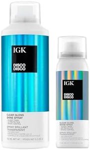 IGK Disco Disco Clear Gloss Hair Shine Spray | Full + Travel Size | Lightweight, High-Shine Finishing Hair Spray | 5.3 + 2.1 oz (Pack of 2)