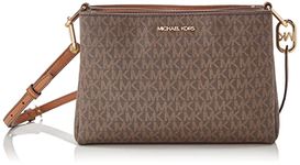 Michael Kors Trisha Medium Logo Crossbody Bag Triple BROWN