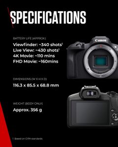 Canon EOS R100 Mirrorless Camera – Compact Digital Camera