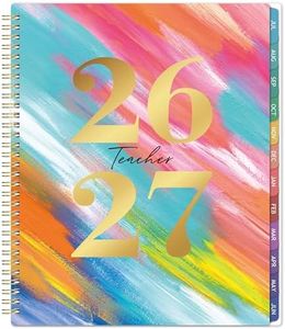 Teacher Planner 2026-2027 - 2026-2027 Weekly & Monthly Lesson Plan Book with Colorful Tabs, July 2026 - June 2027, 9" x 11", Academic Planner 2026-2027 with Twin-Wire Binding for Teachers - Watercolor