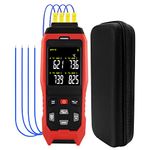 Digital 4 Channels K and J Type Thermometer with 5000 Groups Programmable Temperature Data Logger, -328~2501 ℉ Measuring Range Thermocouple Thermometer HVAC Temp Meter with Alarms & ADJ Compensation