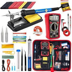 Soldering Iron Kit, 60W Soldering Iron 20-in-1, Adjustable Temperature Soldering Welding Iron Kit, Digital Multimeter, 2 pcs Interchangeable Tips, Solder Wire for Electronics Repair Hobby 110V US Plug