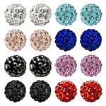 JewelrieShop Rhinestones Crystal Ball Stud Earrings Set Fireball Disco Ball Pave Bead Earrings Hypoallergenic for Teen Girls Women, Stainless Steel Crystal Silicone Rhinestone