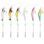 OriGlam 6pcs Saltwater Shrimp Fishing Lures, Fishing Shrimp Lures Luminous Silicone Soft Shrimp Bait for Freshwater Saltwater