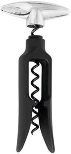 True Twister Self Pulling Compact Corkscrew Wine Bottle Opener - Ergonomic Easy-turn Key Bar Accessory, 6 Inches, Black