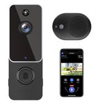 guggre Wireless Video Doorbell with Chime Ringer, Enhanced Security with AI Human Detection, 2-Way Audio, HD Night Vision, AES-128 Cloud Storage, Real-Time Alerts, Smart Home Protection