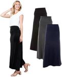 Azules Maxi Skirt for Women- Elegant Long Women's Skirts- Solid Color, Soft, Stretchy, Flowy Boho Rayon- Womens High Waist Fold Over for Any Occasion - Black, Charcoal and Navy - 1X