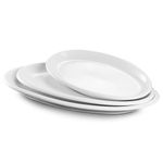 DOWAN Large Serving Platters, 16"/14"/12" Oval Serving Platters, Oven Safe, White Serving Plates, Porcelain Dinner Platters for Appetizers Meat Snacks, Serving Dishes for Party, Set of 3