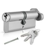 Chrome 50T/50 Thumb Turn Euro Cylinder Lock Euro Door Barrel Lock with 3 Keys Anti-Bump, Anti-Pick Door Lock High Security for Wooden, UPVC and Composite Doors.