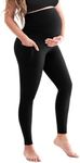 SINOPHANT Women's Maternity Leggings High Waist Maternity Trousers Opaque Pregnancy Leggings Soft Elastic Maternity Fashion Home Yoga Sports 1 Pack Black M
