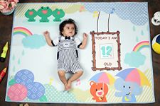 NEW COMERS® Milestone Cotton Newborn Baby Blanket & Props for Baby's Monthly Photoshoot|1-12 Month Cards |Ac Room Blanket for Summer/Winter/Multiuse, Thread Count(150/300)-135x115 cm-401, Durable