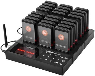 VEVOR Restaurant Pager System, Wireless 400m Long Range Lineup Waiting Queue Signal, Guest Customer Calling Beepers with Vibration & Flashing, 24 Buzzers for Food Truck, Church, Nursery, Hospital