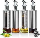 ACEWARMS Oil dispenser bottle for kitchen, Olive oil bottles with drizzlers, Vinegar bottles, 500ml 4Pack glass soy sauce bottles with lids+Stainless steel funnel (500ml 4Pack)