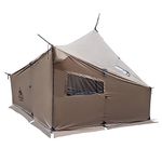 OneTigris COZSHACK Hot Tent, Large Spacious 4 Person Tent with Stove Jack, Windproof Waterproof Tent for Wood Stove Bushcraft Camping Travel Truck Family (Coyote Brown)