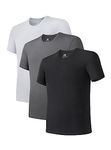 DAVID ARCHY Men's Undershirt Bamboo Rayon Moisture-Wicking T-Shirts Stretch Crewneck Tees for Men, 3-Pack (M, Black/Dark Gray/Light Gray)