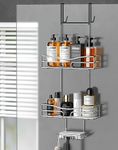 Cooeco Shower Caddy Hanging - Over Door Shower Caddy 2-tier Bathroom Shower Shelf with Soap Holder and Hooks, Stainless Steel Shower Storage no Drill Hanging Shower Organiser, Rust Proof…