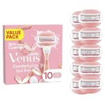 Gillette Venus Comfortglide Spa Breeze Women's Razor Blade Refills, Pack of 10, 3 Built-in Blades for a Smooth, Close Shave That Lasts