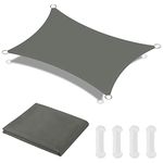 OFFCUP Sun Shade Sail, 2m x 3m Rectangle Awning Canopy, 160gsm Waterproof Shade Sail Garden Sun Sail Patio Canopy 95% UV Block with Free Rope, for Outdoors, Garden, Patio, Yard, Party (Grey)