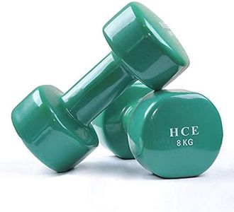 HCE 8kg Vinyl Dumbbells Pair - Vinyl Coated Dumbbell Set Home Gym Workout Equipment for Crossfit,Bodybuilding,Weightlifting,Sports Training - Sold in Pairs of Hex Dumbbell Weights