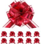 10 PCS Large Pull Bow Gift Wrapping Bows, Party Birthday Holiday Gift Wrapping Bow, Christmas, Wedding Baskets, Valentine's Day Present Decoration Bow(Red)