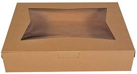 HOME REPUBLIC-PACK OF 10,BROWNIE BOX (SIZE,9X6X2) FOR 6 Brownies hold Box Packaging with Clear Display Window, Donut, Mini CUP Cake, Pie Slice, Dessert Disposable Take-Out Container, Holds 1