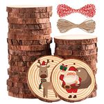 Ywlake Natural Wood Slices, 30 Pcs 7-8 cm Unfinished Predrilled Round Wooden Circles 2.8"-3.2" with Hole Wood kit for DIY Art Craft Christmas Ornaments, Wood Burning and Wooden Coasters