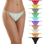 Umiehary 10 Pcs Assorted Color Blend Sexy Panties Low Rise Breathable Stretch G String T Back Lace Thongs Size Small