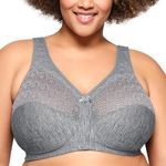 Glamorise Full Figure Plus Size MagicLift Moisture Control Bra Wirefree #1064 Gray Heather