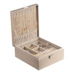 Prestige & Fancy Large Jewelry Organizer Box - 2 Layer Jewelry Box for Earrings, Necklaces, Rings, Bracelets and Accessories | Elegant Alligator-Style PU Leather Jewelry Holder Organizer Box | Gray