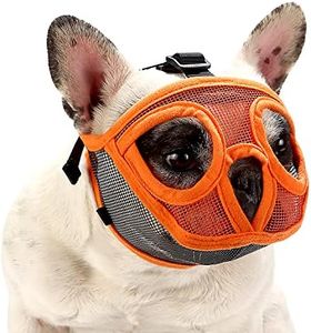 Singwow Short Snout Dog Muzzle, Bulldog Muzzle Breathable Adjustable Mesh Mask for Flat Faced Dog Anti Bitting Chewing Barking (M)