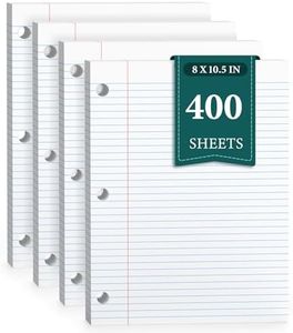 PINJINGPRO College Ruled Loose Leaf Paper, 3 Hole Punch Paper 8 x 10.5, Notebook Paper, Filler Paper for 3 Ring Binders, Lined Paper College Ruled, 100 Sheets/Pack Writing Paper With Lines (4 Pack)