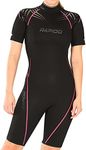 Rapido Boutique Collection Women's Equator Superior Flex Stretch Neoprene Wetsuit Shorty Scuba Snorkeling Surf Suit… (Black Pink, Medium)