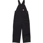 Carhartt Boys' Loose Fit Canvas Insulated Bib Overall, Caviar Black, 5 UK