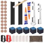 Vefungyan 39pcs Pool Cue Repair Kit: 2 Pool Cue Tip Clamp 20 Billiard Cue Tips 4 Shaper 5 Chalk Cubes 5 Pool Cue Repairers 2 Planers