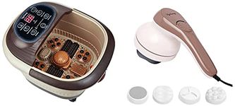 Lifelong LLM279 Foot Spa and Massager with Automatic Rollers, Digital Panel & LLM270 Powerful Handheld Electric Manipol Massager| Massager for pain relief | Massage at home (Brown, 1 Year Warranty)