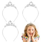 Abeillo 3 Pcs Princess Crown Tiara, Girls Rhinestone Tiaras Crystal Hair Hoop Wedding Headband Hair Accessories, Princess Crowns for Women Girls Prom Bridal Party